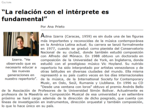 Adina Izarra - entrevista en Andes on line