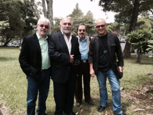 Andrés Posada, Germán Cáceres, Manuel de Elías y Eddie Mora. XIII Seminario de Composición. 17 al 24 de julio de 2014. Universidad de Costa Rica
